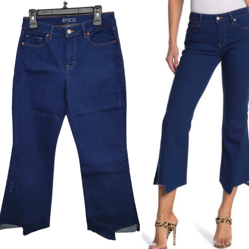 Etica Micki Asymmetrical Hem Jeans Size 29 Pure Blue
